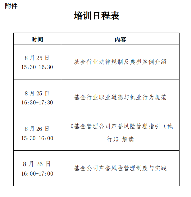 关于举办公募基金经理合规培训的通知